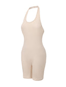 Ribbed Halter Neck Low Back Bodysuit