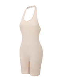 Ribbed Halter Neck Low Back Bodysuit