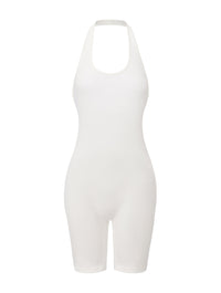 Ribbed Halter Neck Low Back Bodysuit