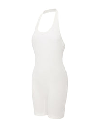 Ribbed Halter Neck Low Back Bodysuit