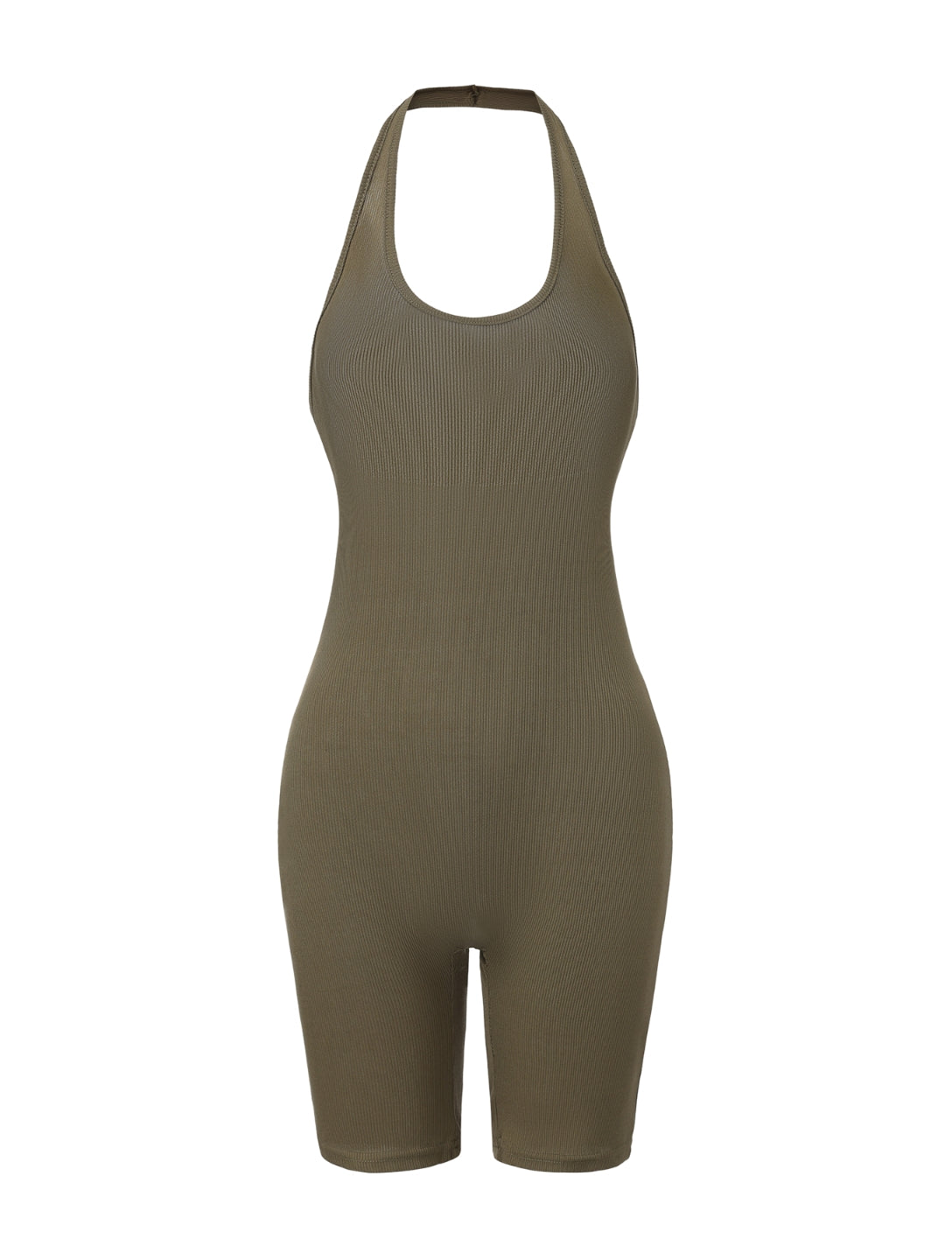 Ribbed Halter Neck Low Back Bodysuit