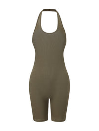 Ribbed Halter Neck Low Back Bodysuit