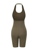 Ribbed Halter Neck Low Back Bodysuit