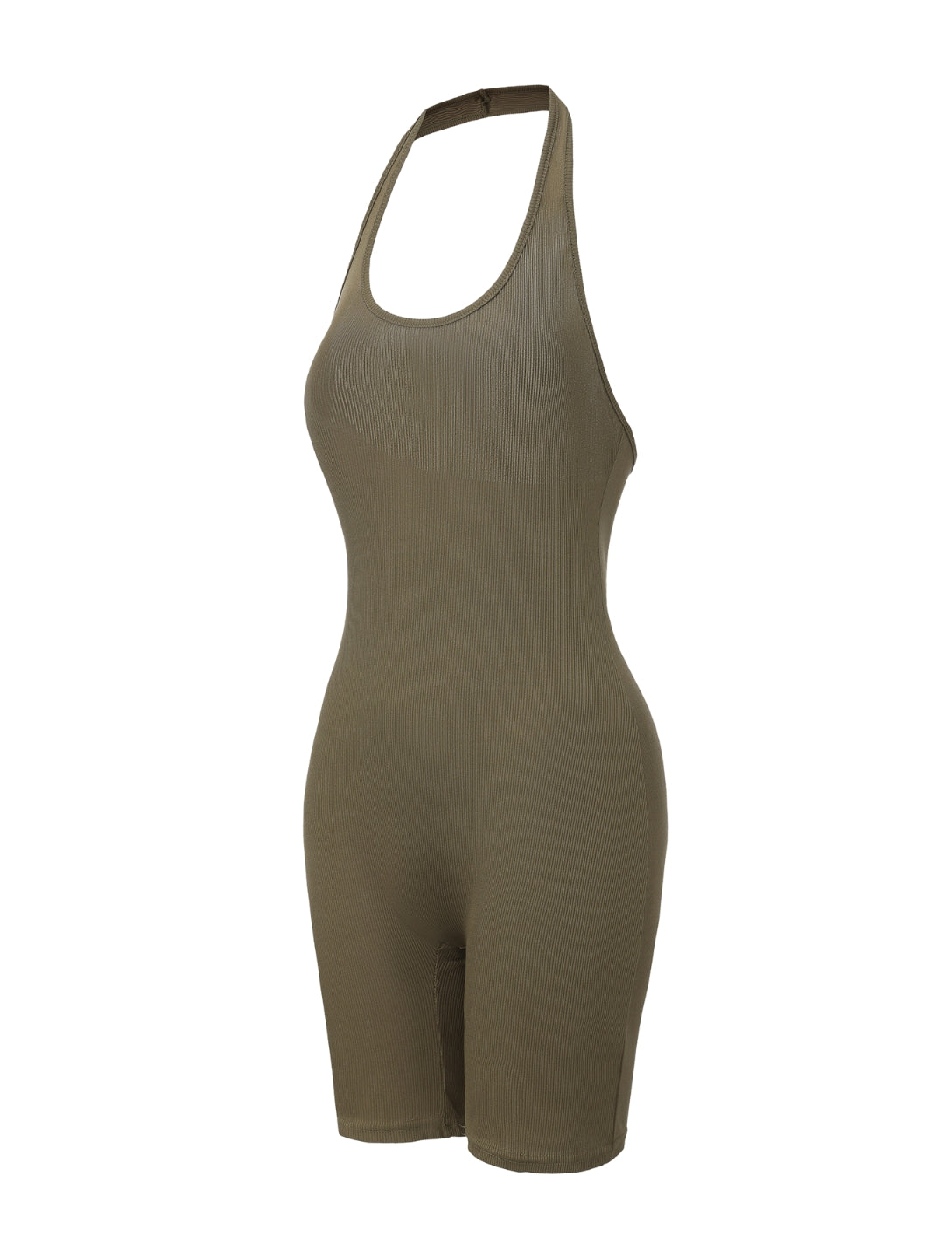 Ribbed Halter Neck Low Back Bodysuit