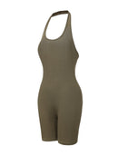 Ribbed Halter Neck Low Back Bodysuit
