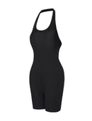 Ribbed Halter Neck Low Back Bodysuit