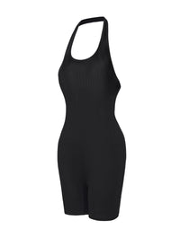 Ribbed Halter Neck Low Back Bodysuit