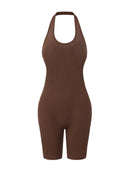 Ribbed Halter Neck Low Back Bodysuit