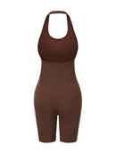 Ribbed Halter Neck Low Back Bodysuit