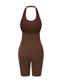 Ribbed Halter Neck Low Back Bodysuit