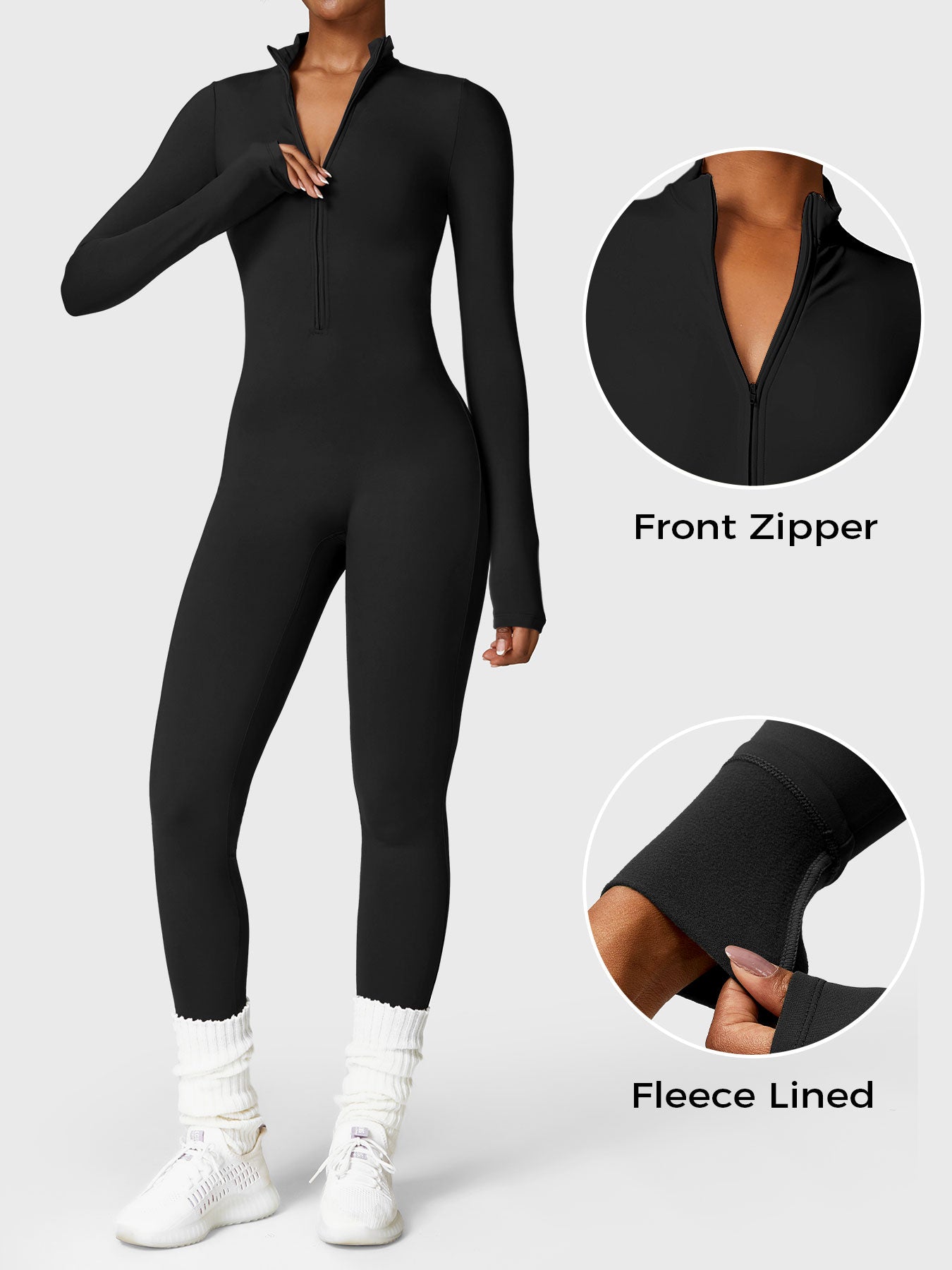 Bella Fleece Long Sleeve Zipper Jumpsuit