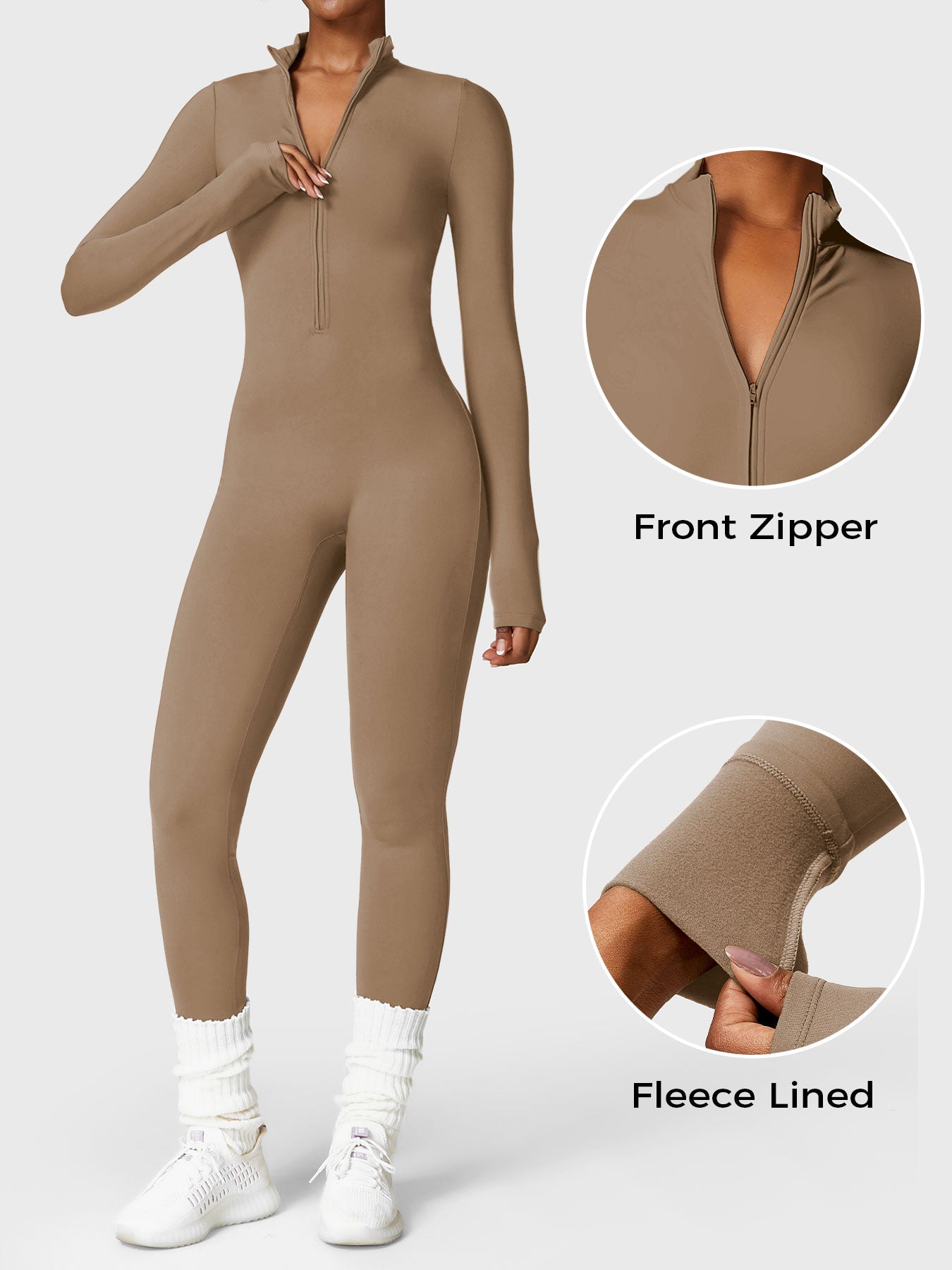 Bella Fleece Long Sleeve Zipper Jumpsuit