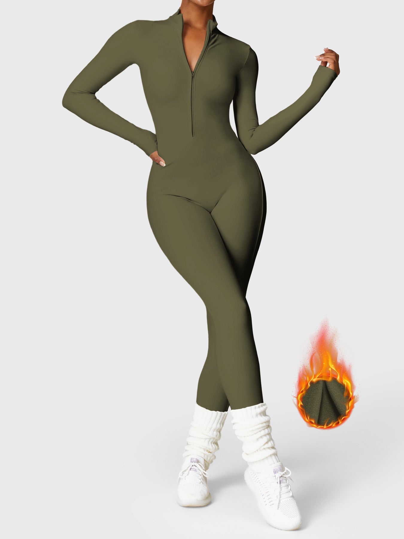 Bella Fleece Long Sleeve Zipper Jumpsuit