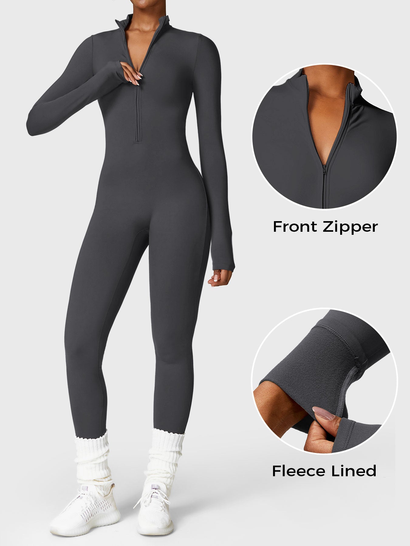 Bella Fleece Long Sleeve Zipper Jumpsuit