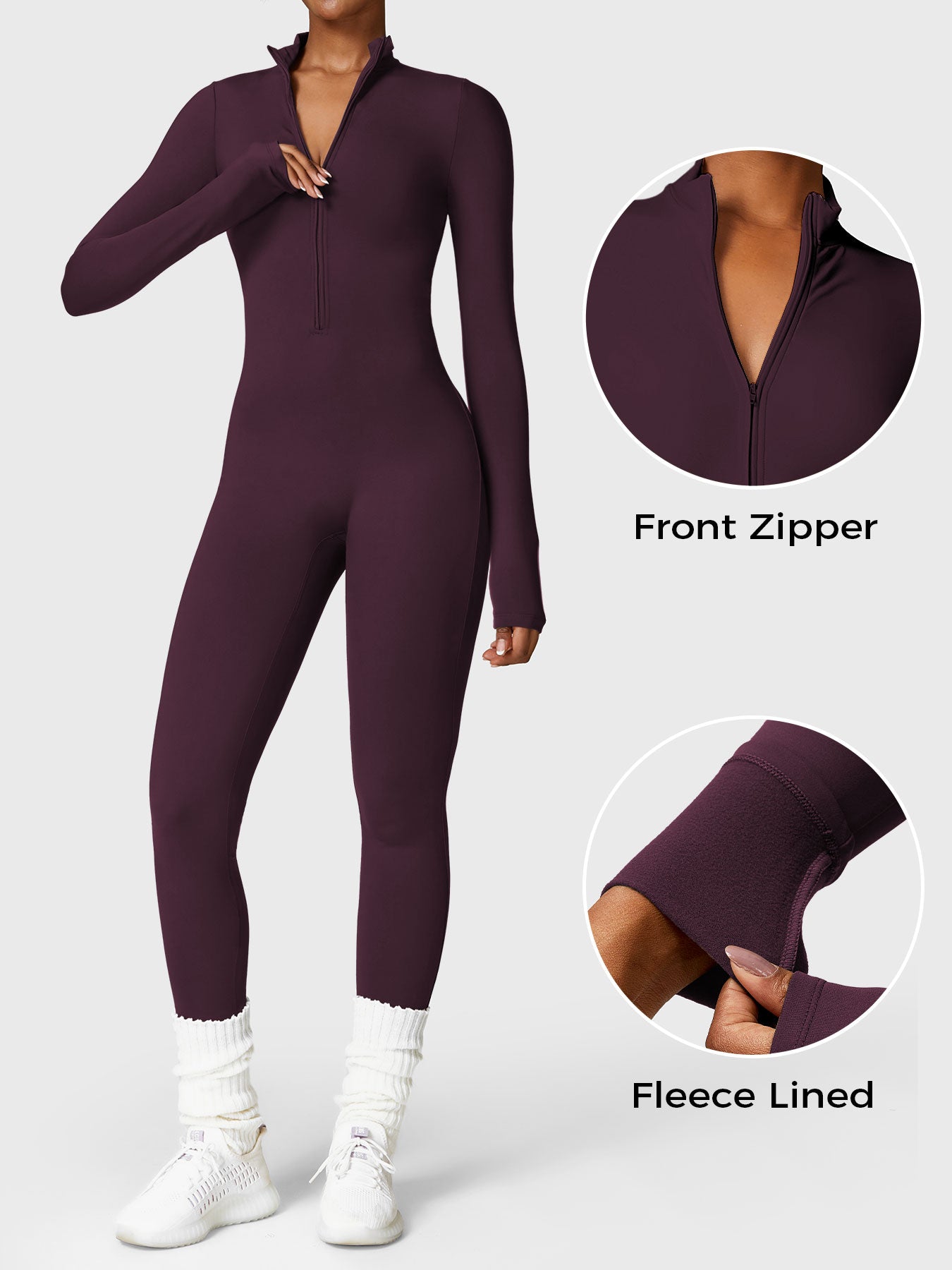 Bella Fleece Long Sleeve Zipper Jumpsuit
