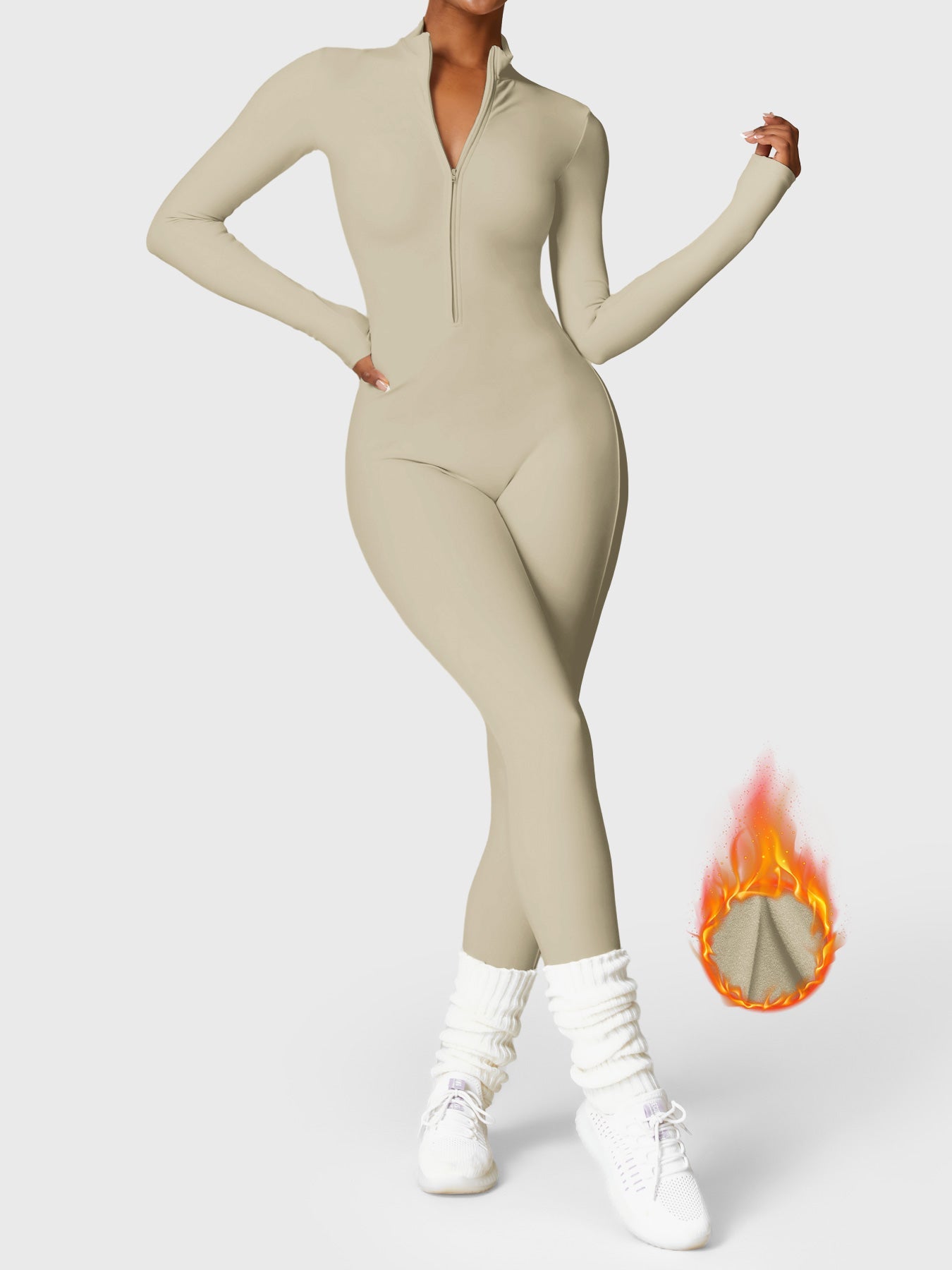 Bella Fleece Long Sleeve Zipper Jumpsuit