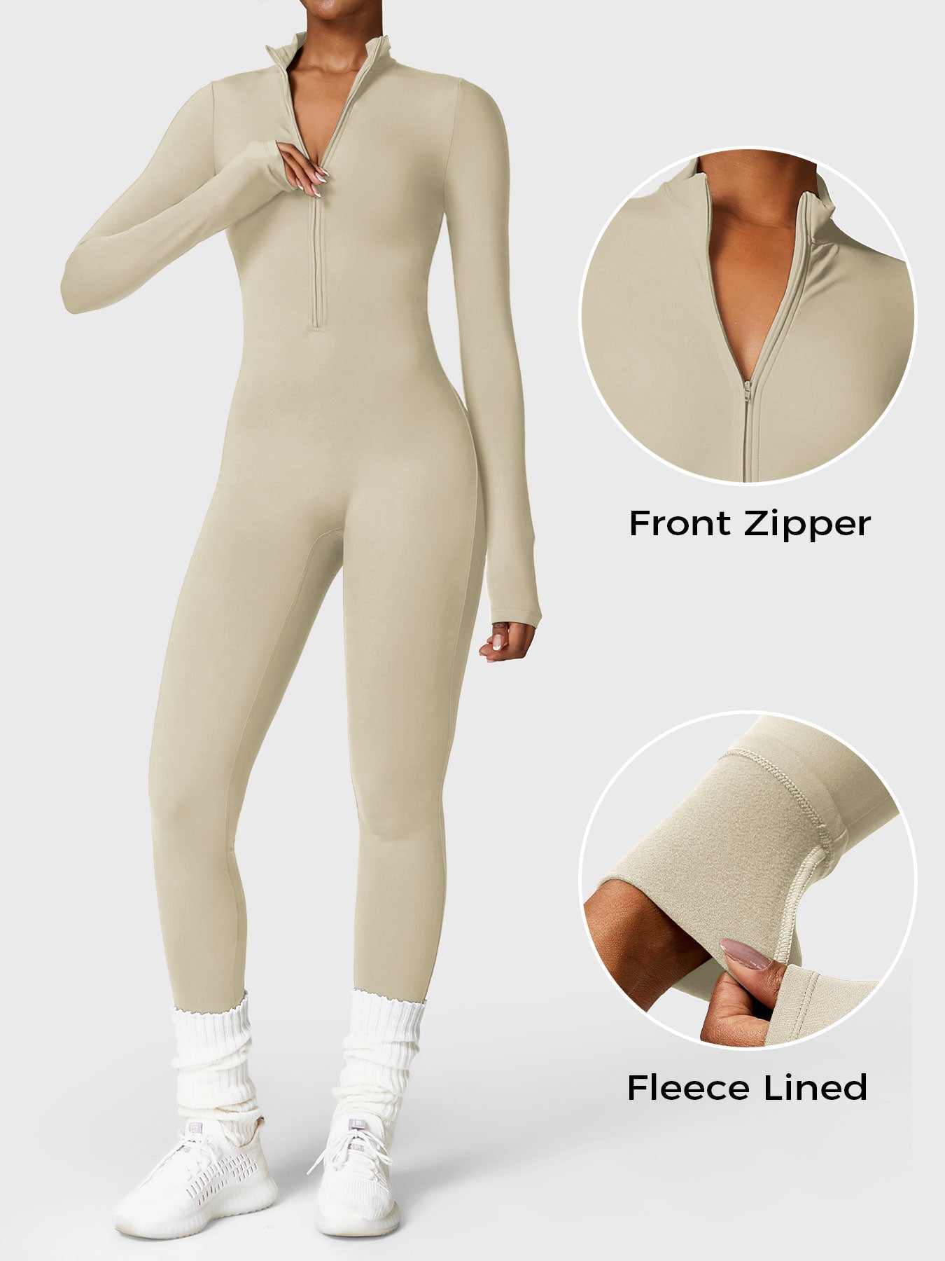 Bella Fleece Long Sleeve Zipper Jumpsuit